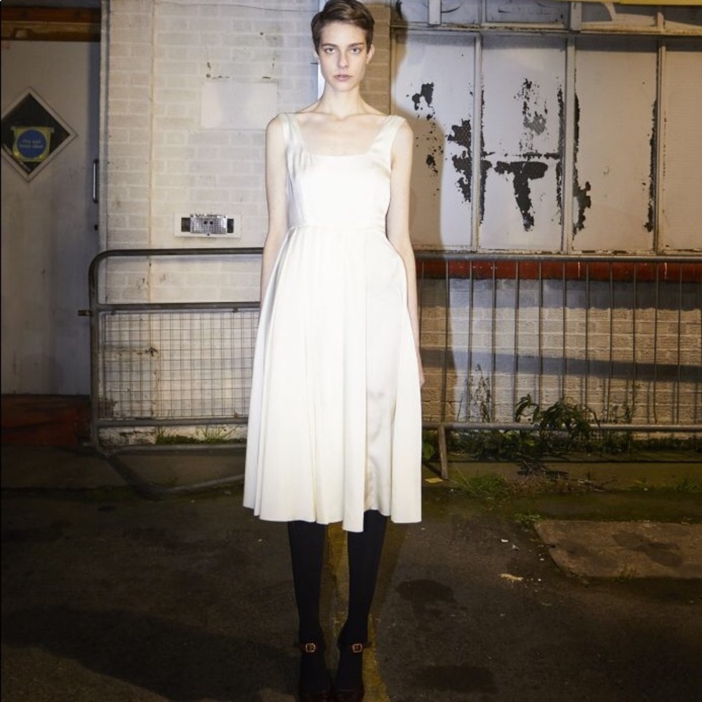 A.W.A.K.E Mode Ivory Satin Dress